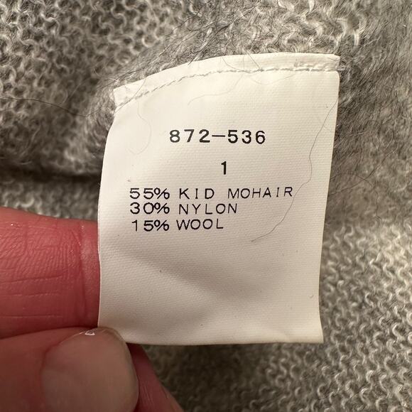 V::Room Japan Mohair Wool Hooded Kangaroo Pocket Gray Pullover Sweater size 1 - Picture 8 of 10